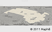 Shaded Relief Panoramic Map of Bubi, darken, semi-desaturated