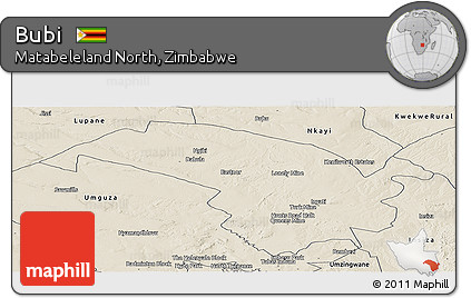Shaded Relief Panoramic Map of Bubi