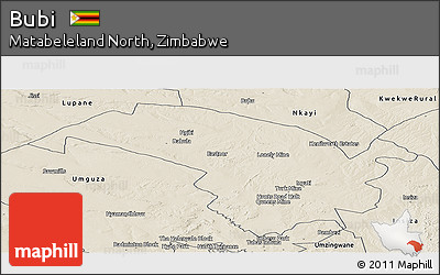 Shaded Relief Panoramic Map of Bubi