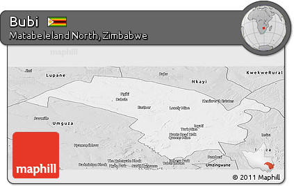 Silver Style Panoramic Map of Bubi