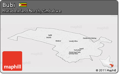 Silver Style Panoramic Map of Bubi, single color outside