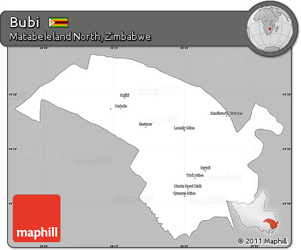 Gray Simple Map of Bubi, single color outside