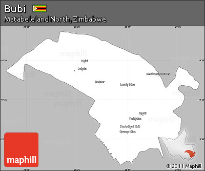 Gray Simple Map of Bubi, single color outside