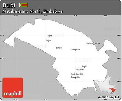 Gray Simple Map of Bubi, single color outside