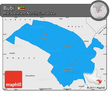 Political Simple Map of Bubi, single color outside, borders and labels