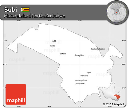 Silver Style Simple Map of Bubi, single color outside