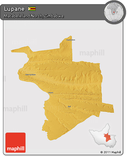 Physical 3D Map of Lupane, cropped outside