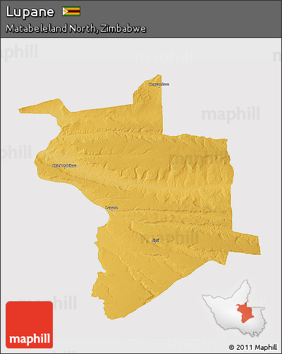 Physical 3D Map of Lupane, cropped outside