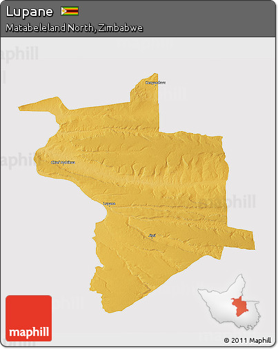 Physical 3D Map of Lupane, cropped outside