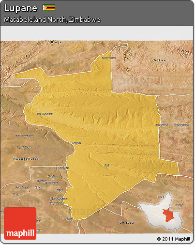 Physical 3D Map of Lupane, satellite outside