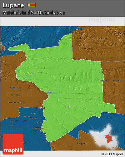 Political 3D Map of Lupane, darken