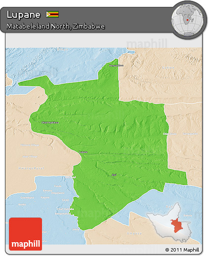 Political 3D Map of Lupane, lighten