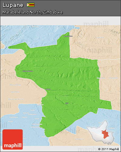 Political 3D Map of Lupane, lighten