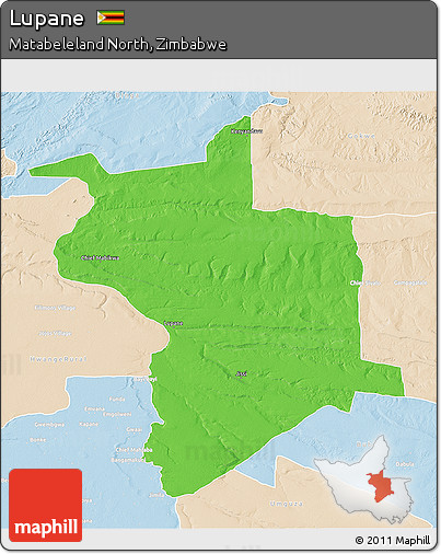 Political 3D Map of Lupane, lighten