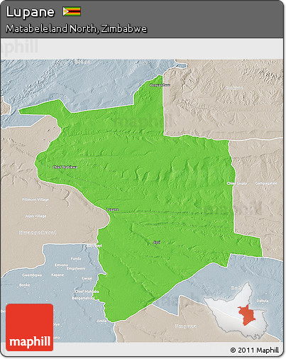 Political 3D Map of Lupane, lighten, semi-desaturated