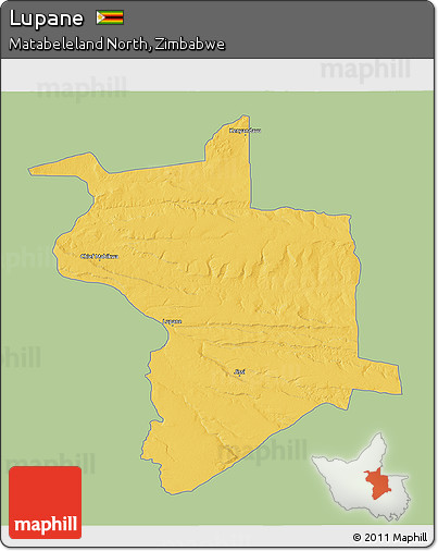 Savanna Style 3D Map of Lupane, single color outside