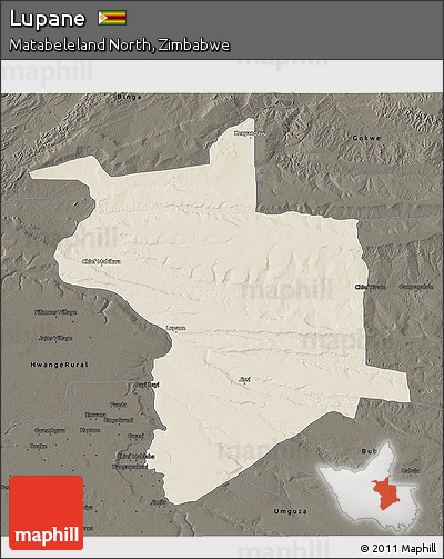 Shaded Relief 3D Map of Lupane, darken