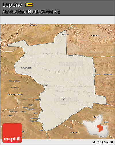 Shaded Relief 3D Map of Lupane, satellite outside
