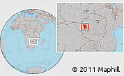 Gray Location Map of Lupane, within the entire country