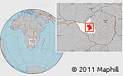 Gray Location Map of Lupane, highlighted parent region, hill shading