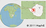 Savanna Style Location Map of Lupane, highlighted country