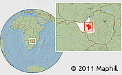 Savanna Style Location Map of Lupane, highlighted parent region, hill shading
