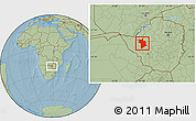 Savanna Style Location Map of Lupane, hill shading