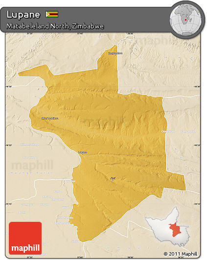 Physical Map of Lupane, lighten