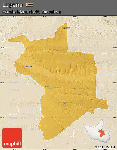 Physical Map of Lupane, lighten
