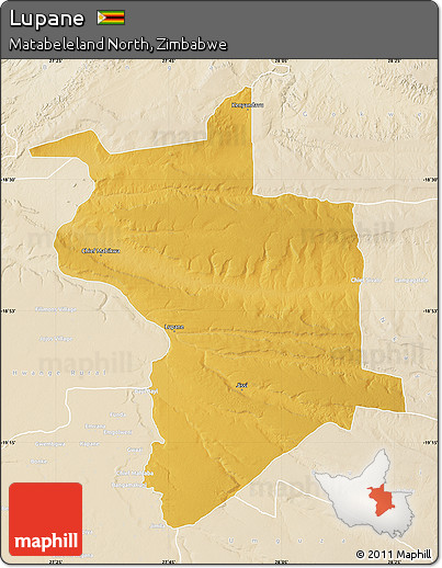 Physical Map of Lupane, lighten