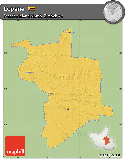 Savanna Style Map of Lupane, single color outside