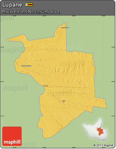 Savanna Style Map of Lupane, single color outside