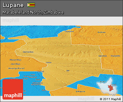 Physical Panoramic Map of Lupane, political outside