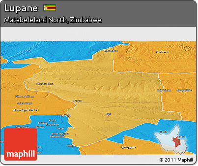 Physical Panoramic Map of Lupane, political outside