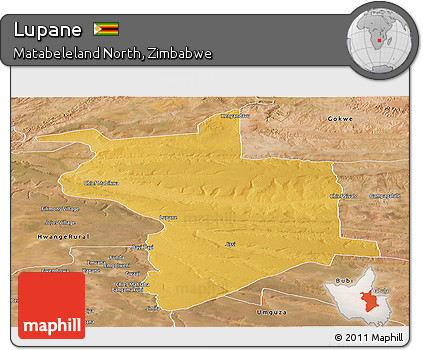 Physical Panoramic Map of Lupane, satellite outside