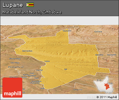 Physical Panoramic Map of Lupane, satellite outside