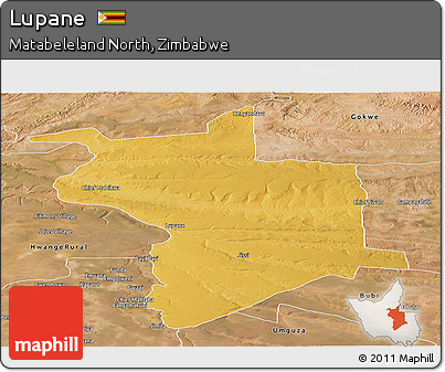 Physical Panoramic Map of Lupane, satellite outside