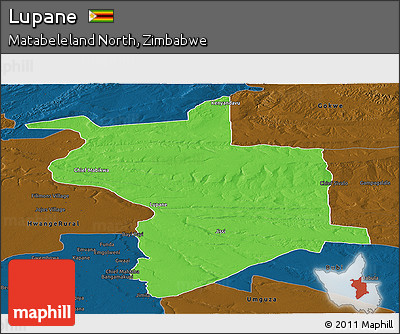 Political Panoramic Map of Lupane, darken