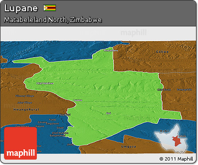 Political Panoramic Map of Lupane, darken