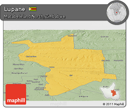 Savanna Style Panoramic Map of Lupane