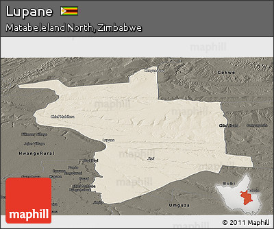 Shaded Relief Panoramic Map of Lupane, darken