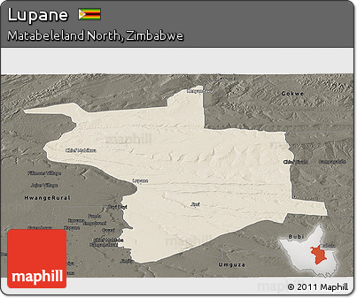 Shaded Relief Panoramic Map of Lupane, darken