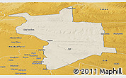 Shaded Relief Panoramic Map of Lupane, physical outside