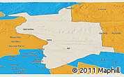 Shaded Relief Panoramic Map of Lupane, political outside
