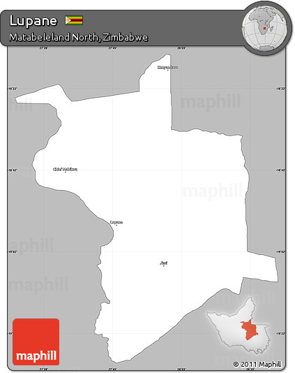 Gray Simple Map of Lupane, single color outside