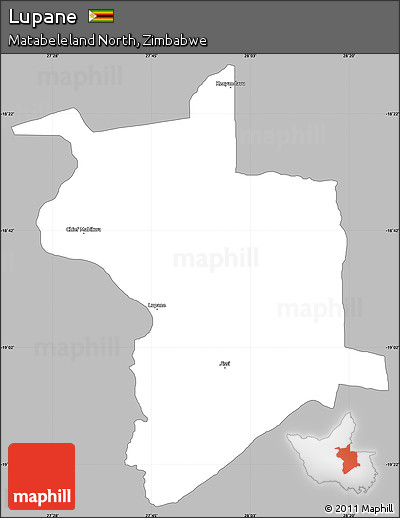 Gray Simple Map of Lupane, single color outside