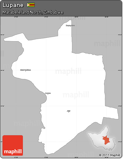 Gray Simple Map of Lupane, single color outside