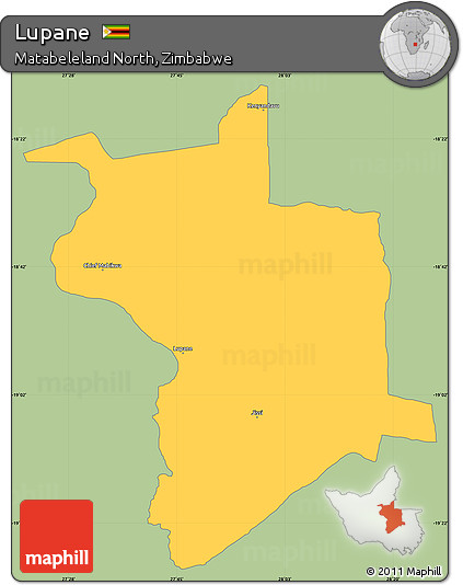 Savanna Style Simple Map of Lupane, single color outside