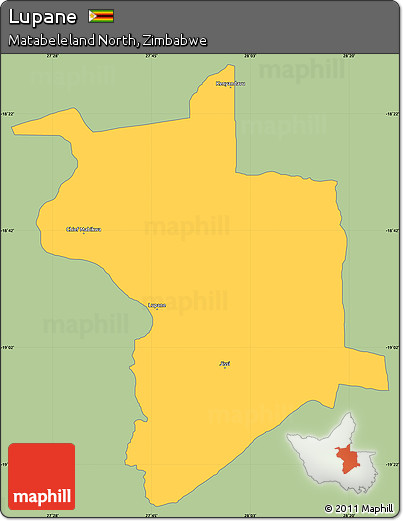 Savanna Style Simple Map of Lupane, single color outside