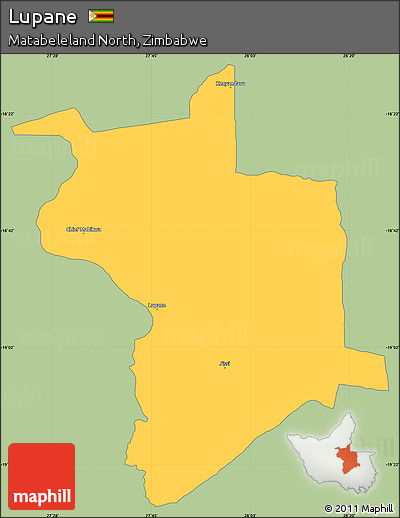 Savanna Style Simple Map of Lupane, single color outside